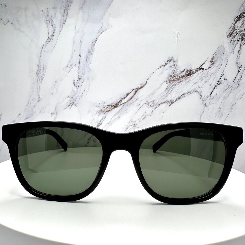 New GUCCI Sunglasses Black 54mm Square Gold Letter Logo Red Green Web Mens - Picture 2 of 15